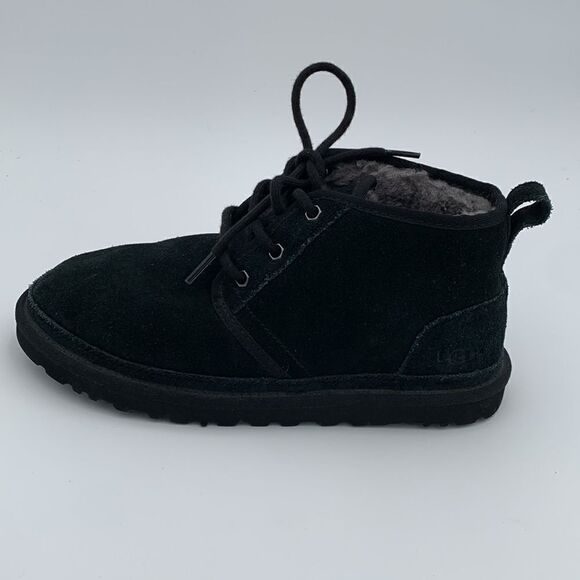 UGG Neumel black suede leather shearling wool lined ankle boots men’s size 7 - Picture 7 of 10